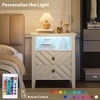 Coolmee LED Night Stand with 2 Storage Drawers and Legs, Farmhouse Nightstand with Open Storage Shelf, Rustic Bedside Table for Bedroom Living Room - 4 of 4