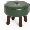 Ridstar Round Faux Leather Mini Footstool with Non-Slip Rubber Pads for Living Room & Bedroom-Green - 4 of 4