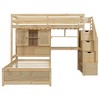 Whisen Twin over Twin Loft Bed with Built-in Desk and Staircase, With Storage Compartments and Shelves - 3 of 4