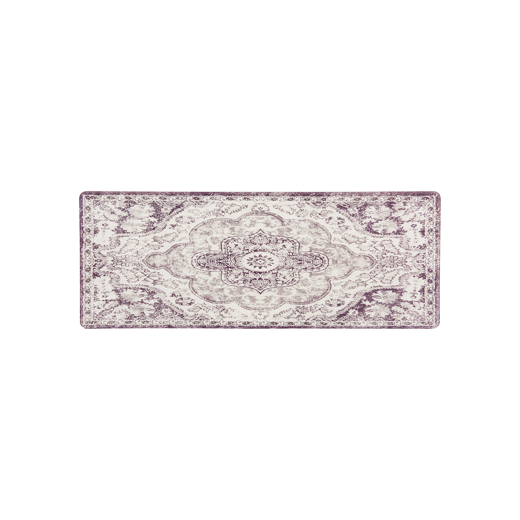 World Rug Gallery Distressed Bohemian Anti Fatigue Kitchen, Laundry Room, Comfort Indoor Mat, Door Mat - Cream 18"x47"