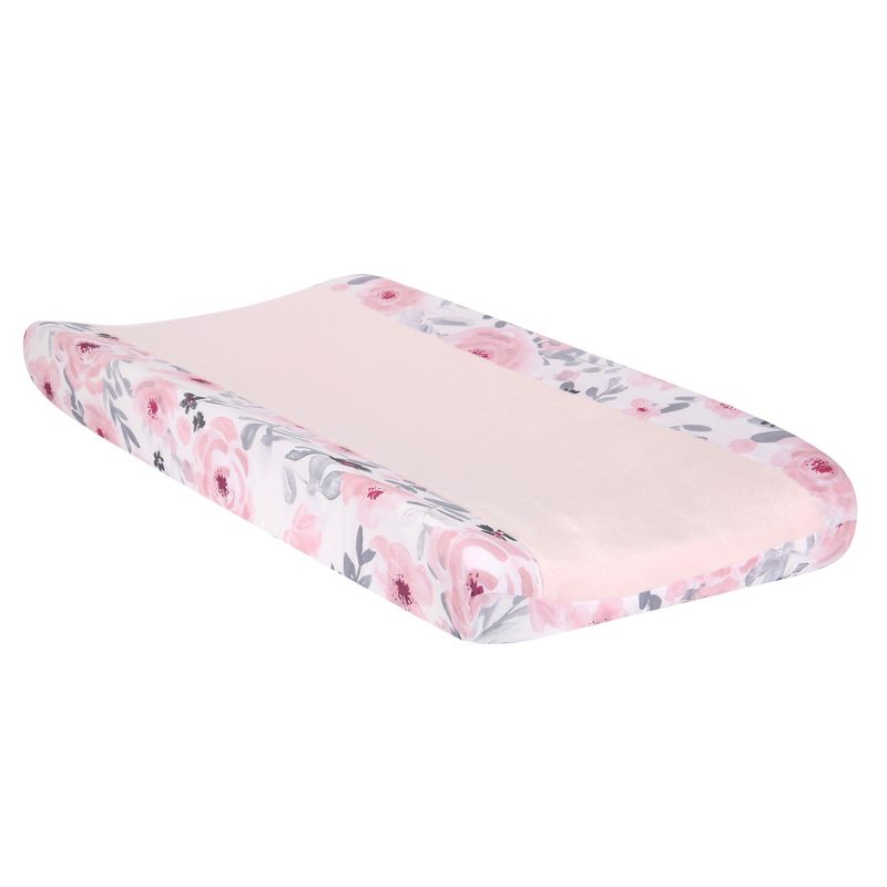 Bedtime Originals Blossom Watercolor Floral Changing Pad Cover - Pink/Gray, 1 of 5