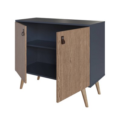 Amber Blue and Natural Eucalyptus Wood Buffet Sideboard