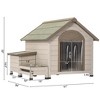 Outdoor Dog House, Wooden Dog Kennel with 2 Bowl & Storage Box, Pet Shelter Kennel with Curtain & with Raised Feet for Small Medium Dogs - 4 of 4