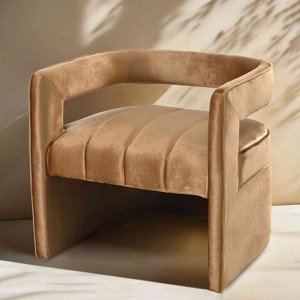 CAVINAS Velvet Accent Chair with Curved Backrest,Fully Upholstered Living Room Chairs,Reading Chairs for Living Room - 1 of 4