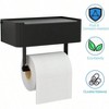 Toilet Paper Holder with Shelf, Flushable Wipes Dispenser, Matte Black Stainless Steel Wall Mount Organizer - 4 of 4