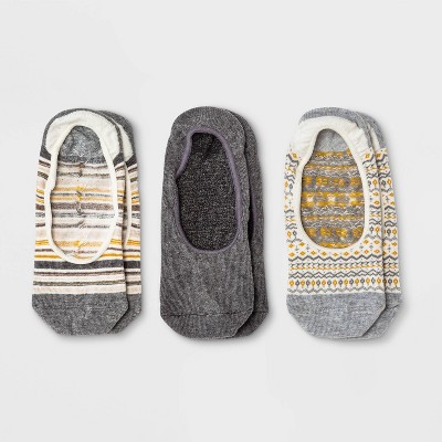 Women's Fair Isle 3pk Liner Socks - A New Day™ Heathered Gray 4-10