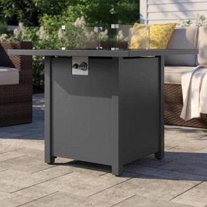 30" Powder-Coated Metal Fire Pit with Smoked Glass Surface - 1 of 4