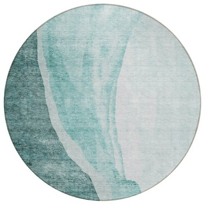 Teal Blue Aqua And Mint Green Abstract Washable Indoor Outdoor Area Rug