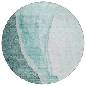 Teal Blue Aqua And Mint Green Abstract Washable Indoor Outdoor Area Rug - 1 of 4