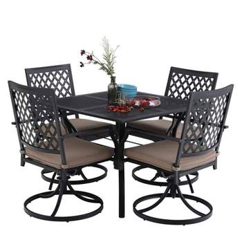 5pc Outdoor Dining Set with 37" Table & 4 Swivel Arm Chairs - Captiva Designs