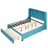 YOOCOZZ Queen Size Velvet Upholstered Platform Bed with Wingback Headboard and Storage Drawer - 4 of 4