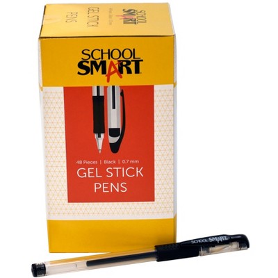 School Smart Gel Stick Pens, 0.7 mm, Black, pk of 48