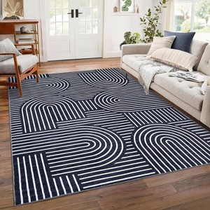 Modern Rainbow Striped Area Rug, Washable Stain-Resistant Non-Slip Throw Carpet for Living Room, Bedroom, Dining Room & Office - 1 of 4
