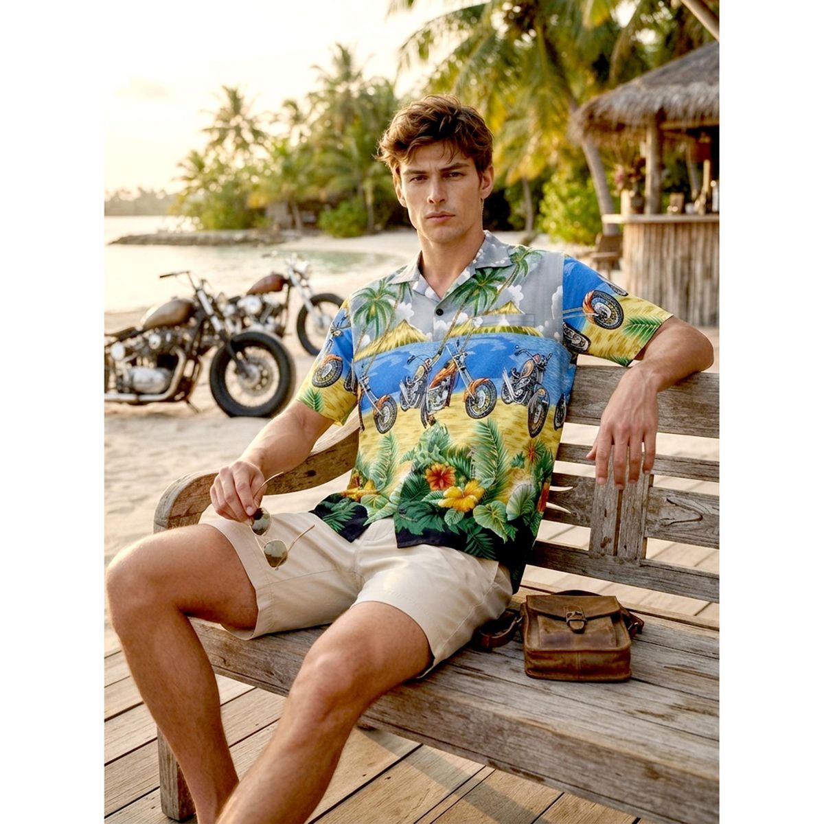 LA LEELA Men's Hawaiian Shirt Casual Button Down 5X-Large Motor Ride Grey - thumbnail 3