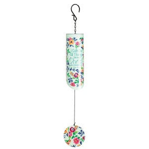 Dicksons Can Do All Things Through Christ Blue Floral 23 inch Aluminum Wind Chime Noisemaker - 1 of 2
