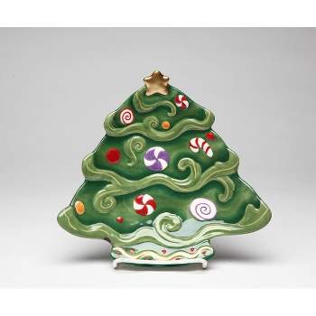Kevins Gift Shoppe Ceramic Christmas Tree Dessert Plate Set Of 4