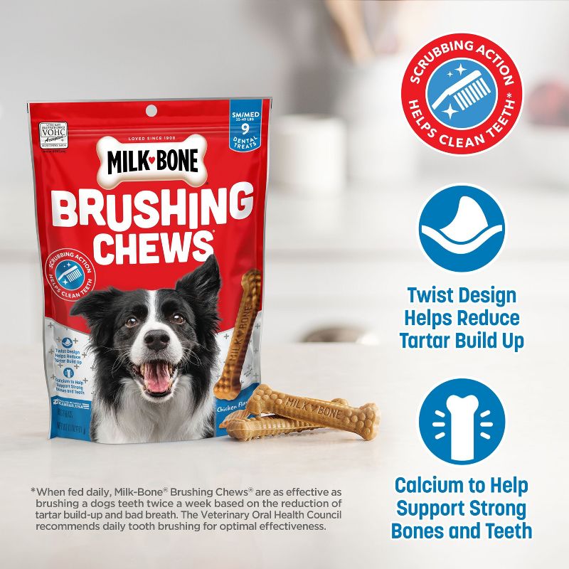 Milk-Bone Brushing Chicken Dental Chews Extra Value Dog Treats - Small/Medium - 27.5oz/35ct, 5 of 11