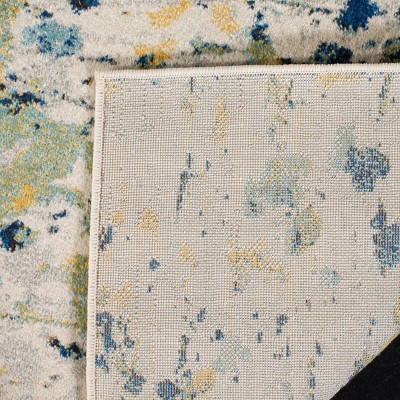 Ivory and Yellow Speckled Print Square Area Rug