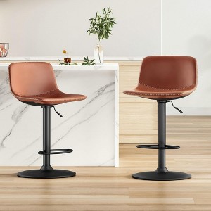 SEVOBAL Adjustable Bar Stools Set of 2 Swivel Bar Stool Height Stools Bar Chairs Leather Bar Stool Kitchen Island Barstools, Brown, 16"*16.5"*38.6" - 1 of 4