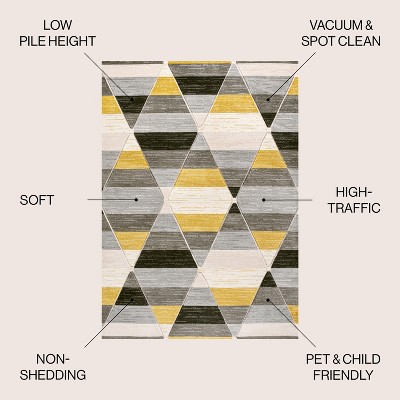 Kehoe Yellow and Gray Geometric Diamond Area Rug