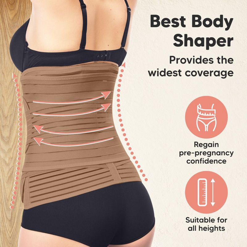 Revive 3 in 1 Postpartum Belly Band Wrap, Post Partum Recovery, Postpartum Waist Binder Shapewear (Warm Tan, Medium/Large), 5 of 10