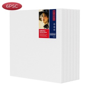 HANSILK 6pk 12x12 Inch Stretched Canvas for Painting , Framed Canvas for Oil Acrylic & Pouring Art - 1 of 4