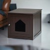 LunaLulinlk Brown Indoor cat house with lid, hidden litter box fence, cat furniture cabinet with lid - 3 of 4