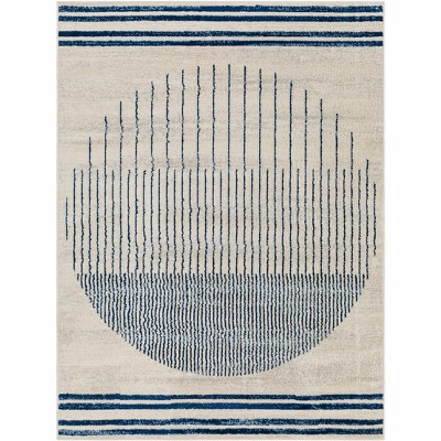 Hauteloom Angus Blue&White Geometric Area Rug