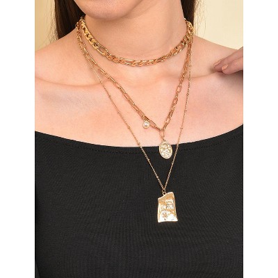 SOHI Women's Gold Everyday Multi-Layer Necklace