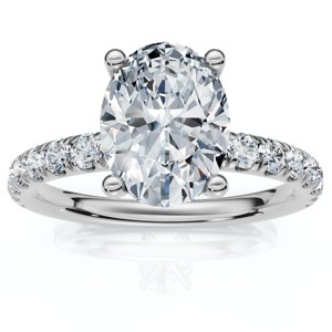 Pompeii3 1 1/2Ct Oval Diamond Engagement Ring 14k White Yellow or Rose Gold Lab Created - 1 of 4