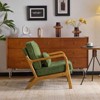 Karl Home Green Mid Century Solid Wood Accent Chair Chenille Armchair - 2 of 4