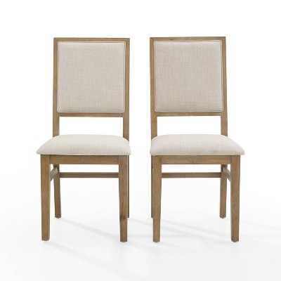 Joanna Cream Linen and Light Wood Rustic Dining Chair Set