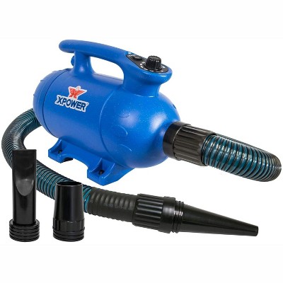 XPOWER B-24 Thermal Ace 3 HP Professional Dog Grooming Force Pet Dryer with 2 Heat Settings, Adjustable Speed, and Nozzle Attachments, Blue