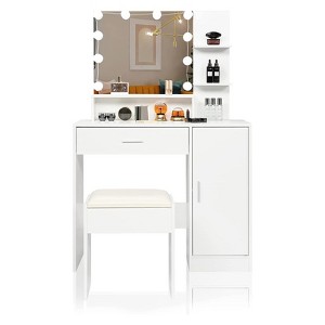 SKONYON Makeup Vanity with Drawers Vanity Desk with Mirror and Lights in 3 Colors - 1 of 4