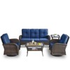 POCASSY 5 Piece Outdoor Patio Furniture Set, Brown Rattan Wicker Modern Outdoor Couch with Swivel Chairs and Coffee Table - 2 of 4