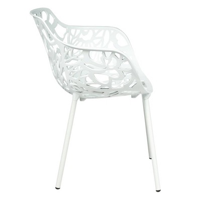 White Aluminum 5-Piece Outdoor Dining Set with Flower Design