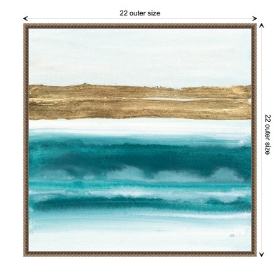 Gold and Teal Abstract Canvas Art with Beaded Frame