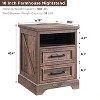 18" Farmhouse Nightstand with Charging Station, End Table with 2 Drawers Storage for Bedroom, Living Room - 3 of 4