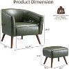 Accent Chair with Ottoman Modern Barrel Chair Footrest Mid Century Upholstered Armchair for Living Room Bedroom Office - 3 of 4