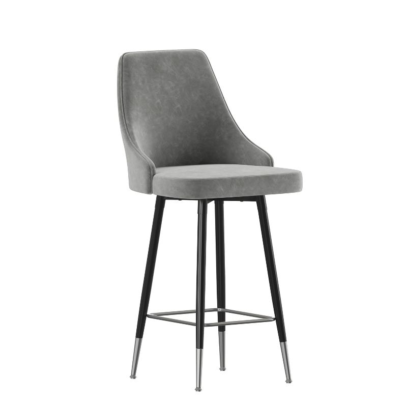 Merrick Lane Modern Upholstered Dining Stools with Chrome Accented Metal Frames and Footrests, 1 of 12