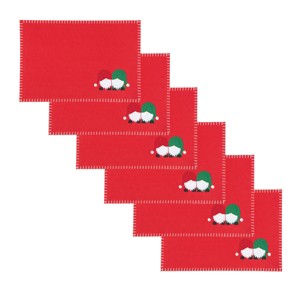 C&F Home Naughty Or Nice Gnome Felt Placemats Set of 6, 12" x 18" - 1 of 3
