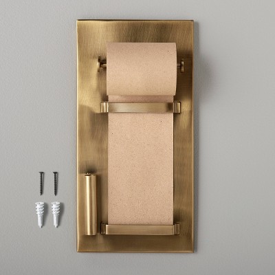 Brushed Metal Paper Roll Holder Brass Finish - Hearth &#38; Hand&#8482; with Magnolia