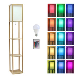 Simple Designs Three Shelf Etagere Floor Lamp Tan - 1 of 4