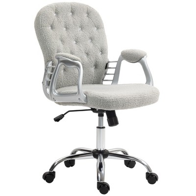NicBex Teddy Adjustable Height Button Tufted Home Office Desk Chair with Padded Armrests and Wheels for Work Study Vanity