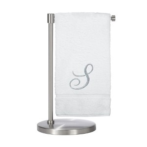 BC BARE COTTON Monogrammed Bath Towel, Personalized Gift, 27 x 54 inches - Set of 1 - White - Silver Script - 1 of 1