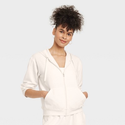 Image of Women's Brushed Fleece Zip-Up Sweatshirt - Auden™ Cream XL