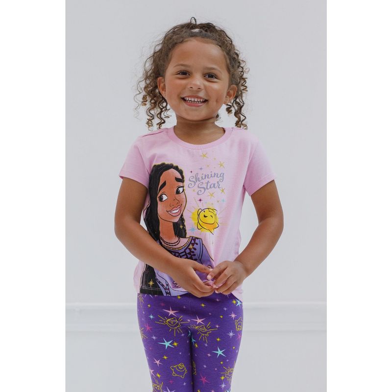 Disney Wish Asha Star Girls T-Shirt and Leggings Outfit Set Toddler to Little Kid, 2 of 8