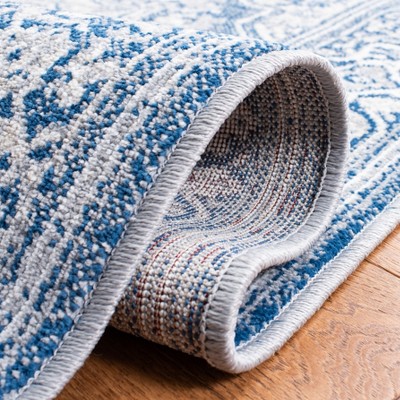 Navy and Light Grey Synthetic 4' x 6' Hand-Knotted Area Rug