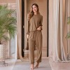 Women's Cozy Elastic Waist Long Sleeves & Pants Pajama Sets - Cupshe - 4 of 4