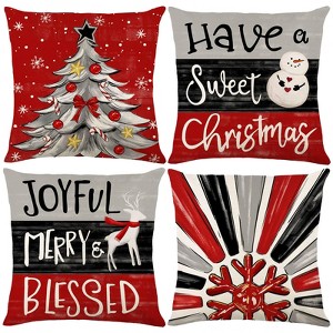Christmas Throw Pillow Covers 18" x 18", Set of 4 Christmas Home Decor - 1 of 4